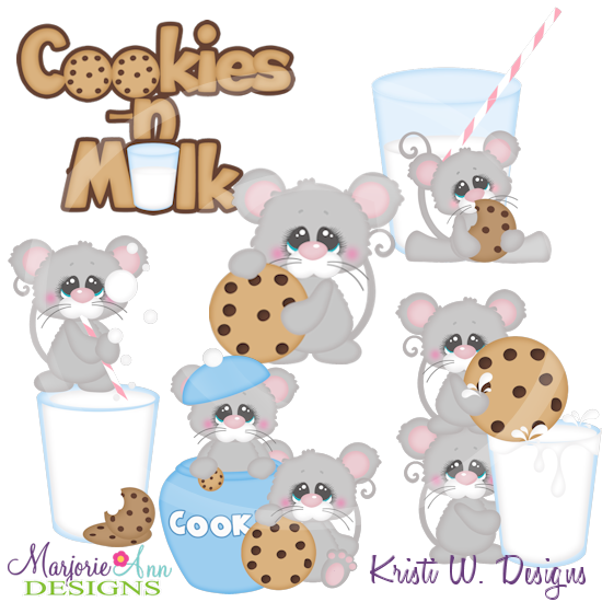 Cookies & Milk Mice Cutting Files-Includes Clipart - Click Image to Close